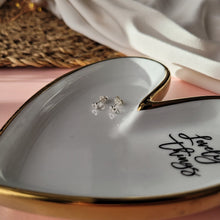 Load image into Gallery viewer, Personalised wedding gift for the bride from future mother-in-law. Heart-shaped stud earrings.