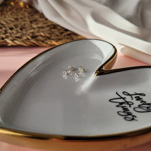 Load image into Gallery viewer, Personalised wedding gift for the bride from future mother-in-law. Heart-shaped stud earrings.