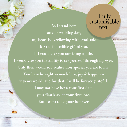 Personalised LGBTQ Wedding Gift for the Bride "As I stand here..."