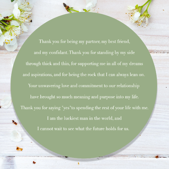 Personalised Wedding Gift for the Bride from the Groom "Thank you for being my partner..."
