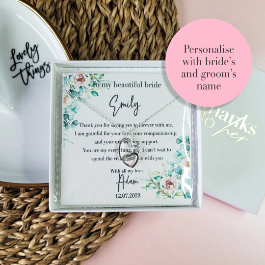 Personalised gift for the bride to be from the groom on their wedding day.