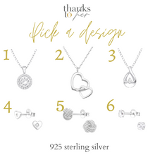 Load image into Gallery viewer, Choose from six designs of sterling silver jewellery. Personalised wedding gift for mother of the bride from the bride.