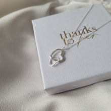 Load image into Gallery viewer, Sterling silver necklace for mother's day. Two connected hearts necklace for mum.