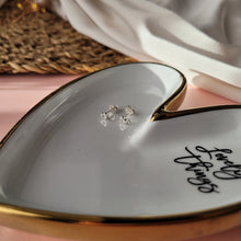 Load image into Gallery viewer, Personalised wedding gift for the bride from future mother-in-law. Heart-shaped stud earrings.