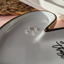 Load image into Gallery viewer, Heart shaped stud earrings. Personalised gift for boyfriends mum.