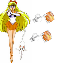 Load image into Gallery viewer, Sailor Venus Earrings | Round opal studs | Sailor Moon collection