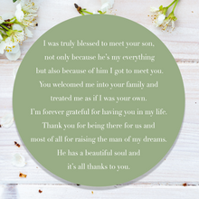 Load image into Gallery viewer, A unique gift for Mother's Day. Sterling silver necklace with a personalised message for your boyfriend's mum