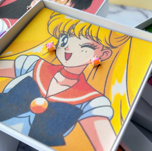 Load image into Gallery viewer, Sailor Venus Earrings | Round opal studs | Sailor Moon collection