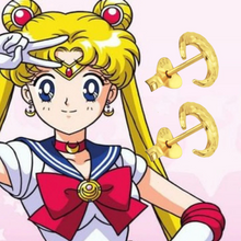 Load image into Gallery viewer, Sailor Moon Earrings | Gold plated Moon studs | Sailor Moon collection