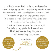 Load image into Gallery viewer, Mother of the Bride Wedding Gift | Mother of the groom jewellery gift | Choose from 6 designs and personalise the text | Personalised gift