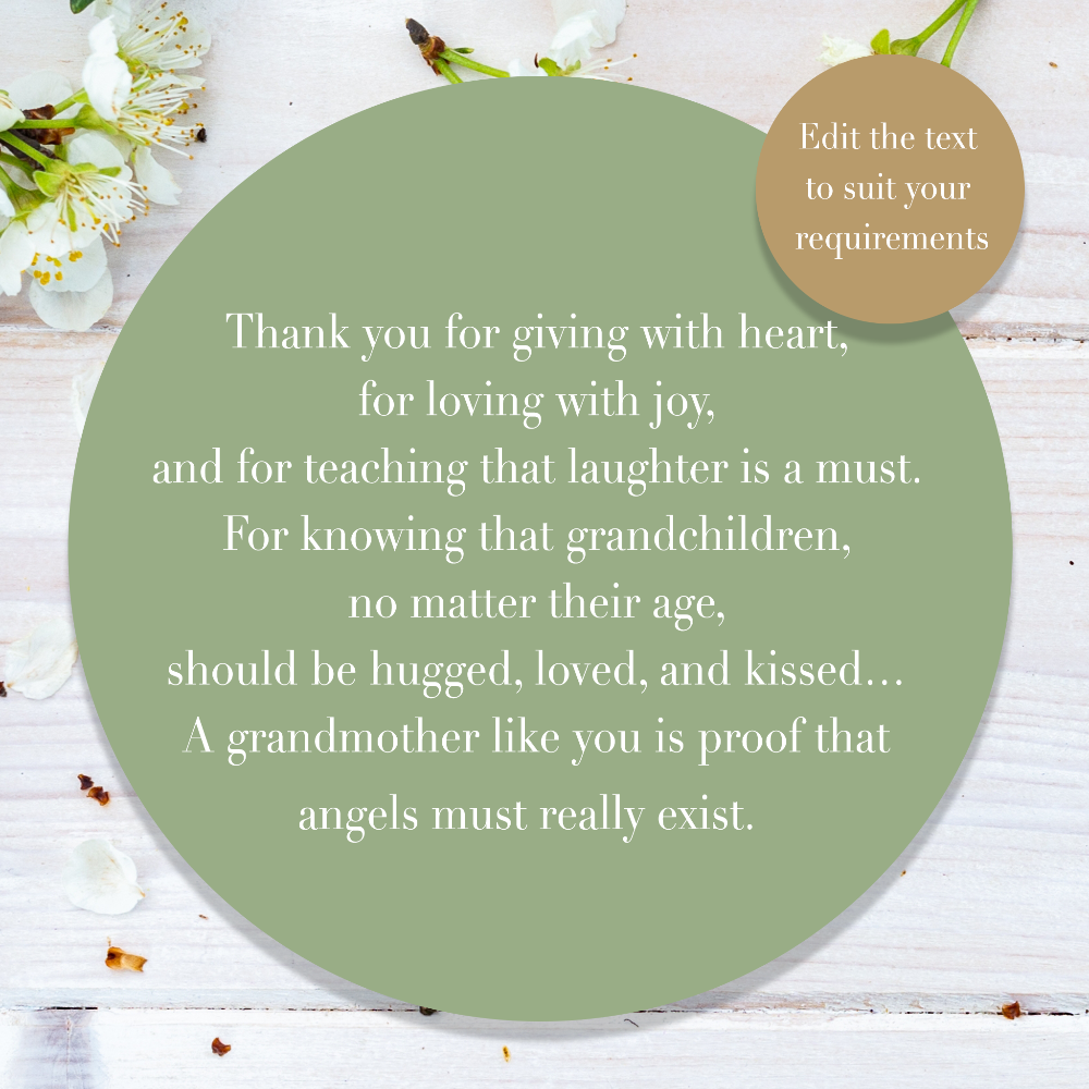 Personalised message for a mother's day gift for nana