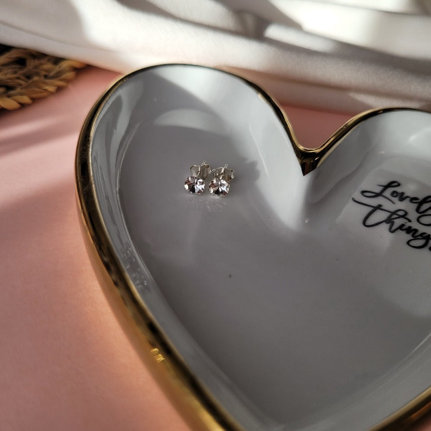 Classic sterling silver stud earrings. Personalised wedding day gift for the mother of the bride.