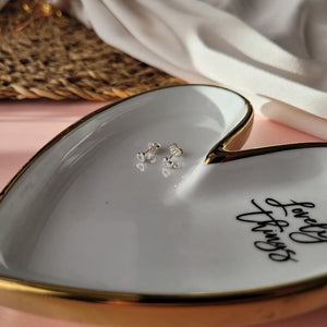 Personalised wedding gift for the bride from future mother-in-law. Heart-shaped stud earrings.