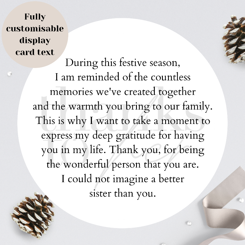 Personalised message for sister on Christmas.