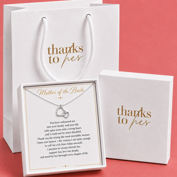 Mother of the Bride Gift from Groom – Two Connected Hearts Necklace