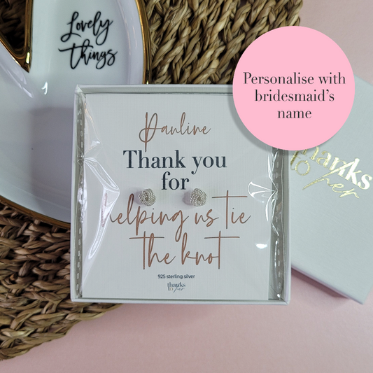 Thank you gift for bridesmaid. Thank you helping us tie the knot.