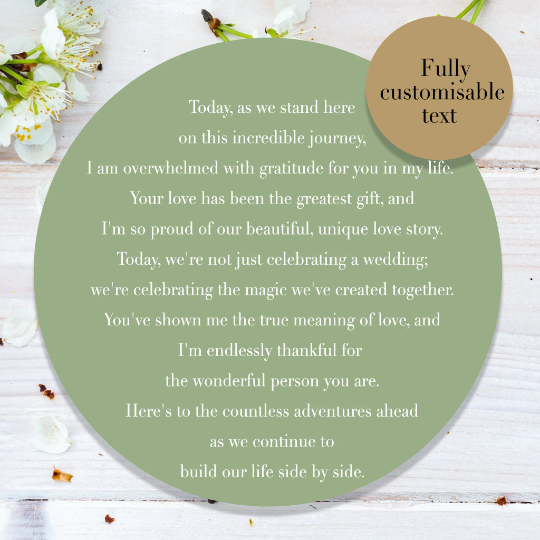 Personalised LGBTQ Wedding Gift for the Bride "Today as we stand here..."