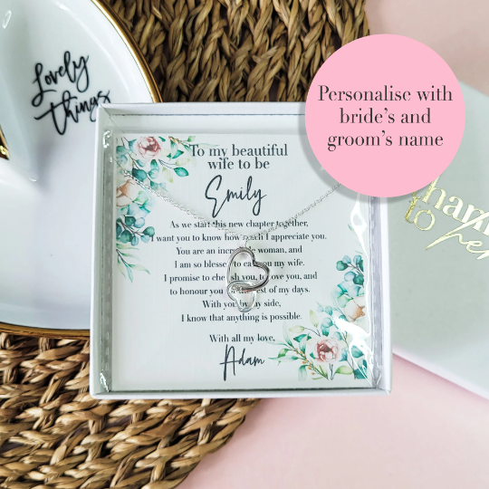 Personalised gift for the bride to be from the groom on their wedding day.