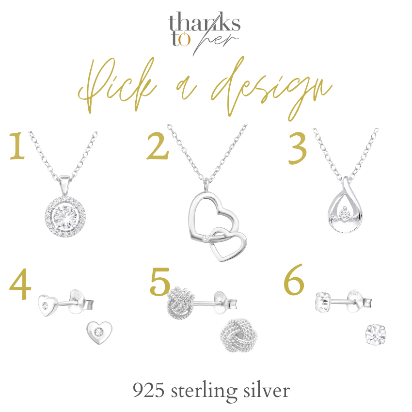 Choose from six designs of sterling silver jewellery. Personalised wedding gift for mother of the bride from the bride.