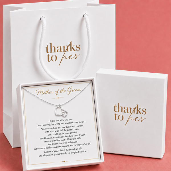Mother of the Groom Gift from Bride – Two Connected Hearts Necklace