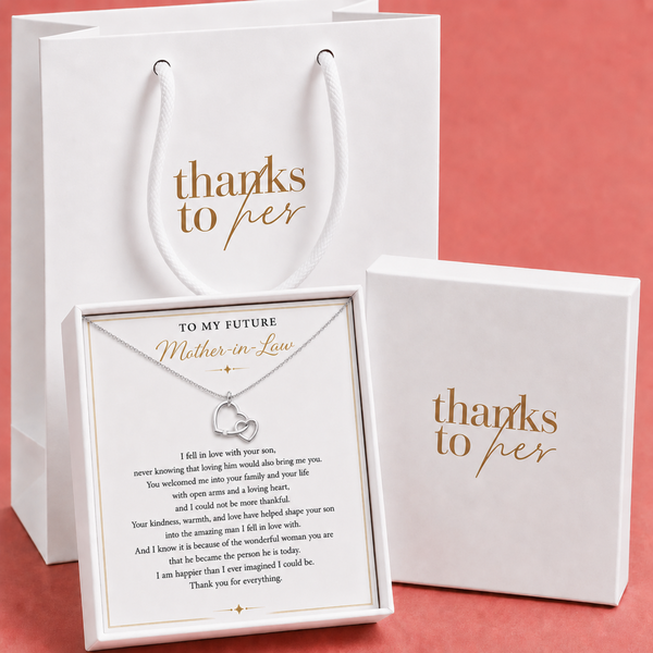 Meaningful jewellery gifr for Mother of the Groom. Silver hearts necklace in a luxury gift box.