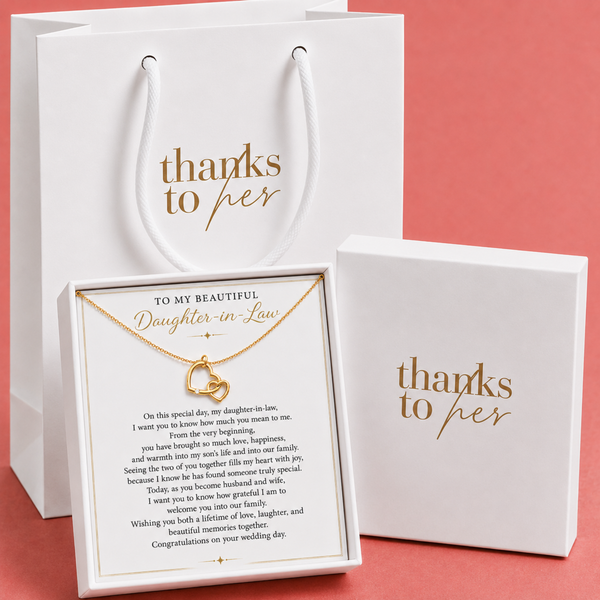 Wedding Gift for Daughter-in-Law from Mother of the Groom – Two Connected Hearts Necklace