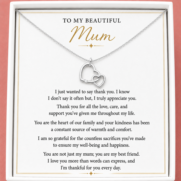 Gift for Mum from Daughter – Thank You Mum Necklace – Birthday & Mother’s Day Gift