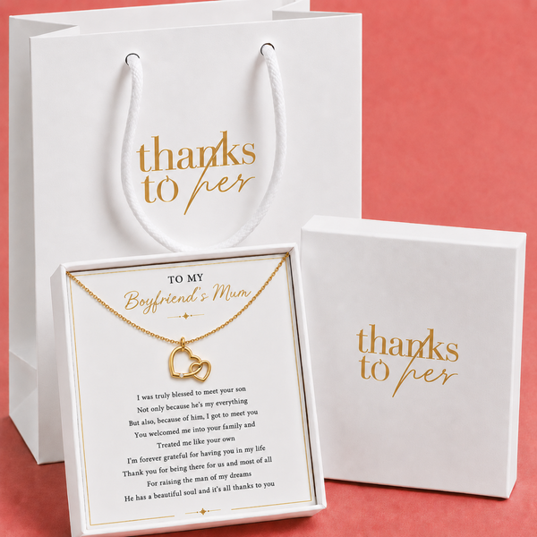 Gift for Boyfriend’s Mum Two Hearts Necklace – Meaningful Thank You Jewellery Gift