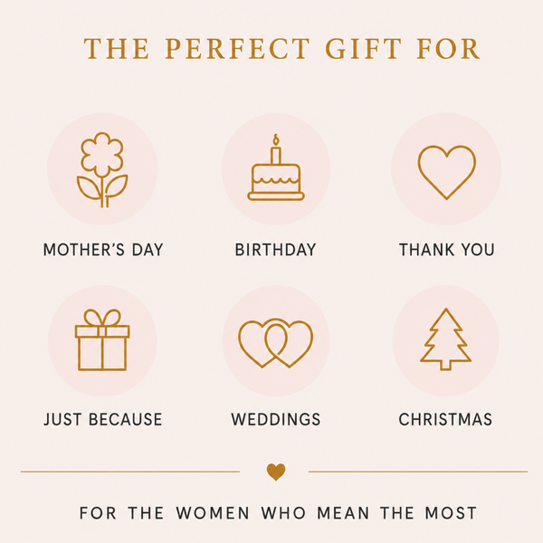 Icon set for various occasions with text on a light pink background