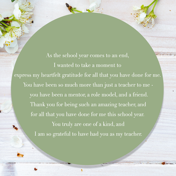 Personalised Teacher Gift "As the school year comes to an end..."