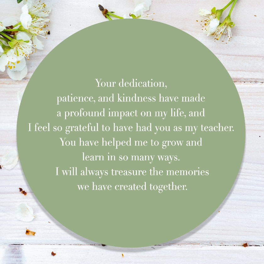 Personalised Teacher End of the Year Gift "Your dedication..."