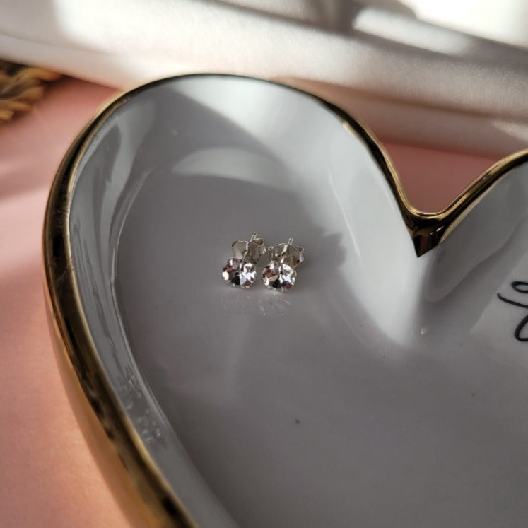 Sterling silver classic zirconia stone stud earrings. Personalised Mother's day gift from daughter