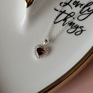 Red heart sterling silver necklace. Classic heart necklace is a meaningful gift for Mother's Day. 