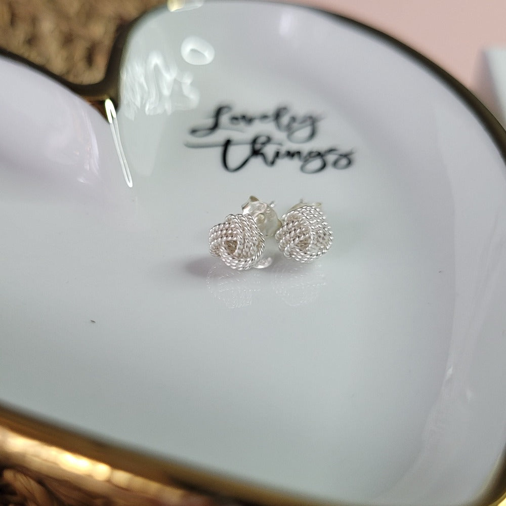 sterling silver knot stud earrings for mother's day gift from daughter