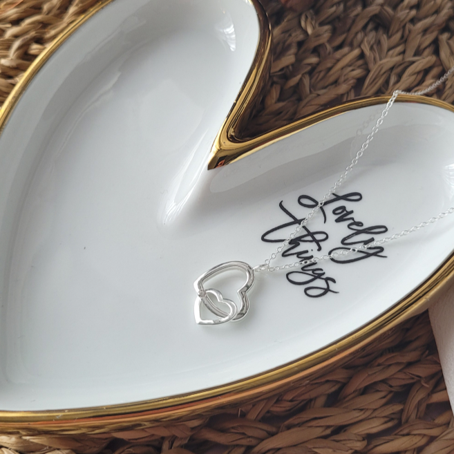 Sterling silver hearts necklace gift for mum. Mother's day gift. Personalised jewellery gift for mother's day from daughter