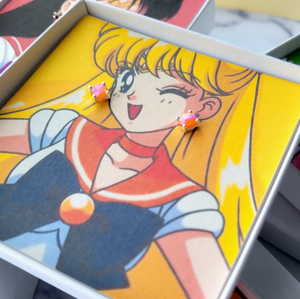 Sailor Venus Earrings | Round opal studs | Sailor Moon collection