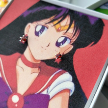 Load image into Gallery viewer, Sailor Mars Star Earrings | Red stars studs | Sailor Moon collection
