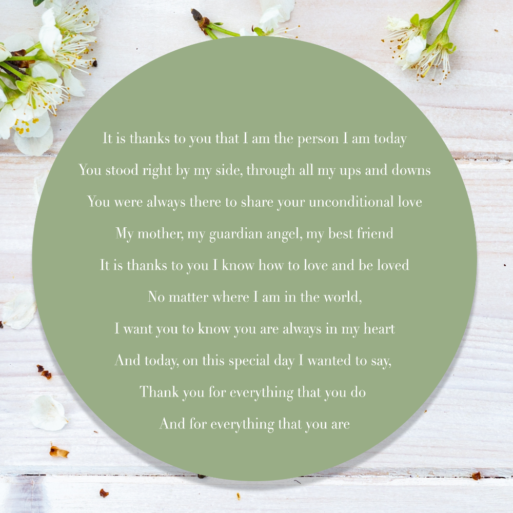 A meaningful message you can personalise. Unique gift for mother's day. 