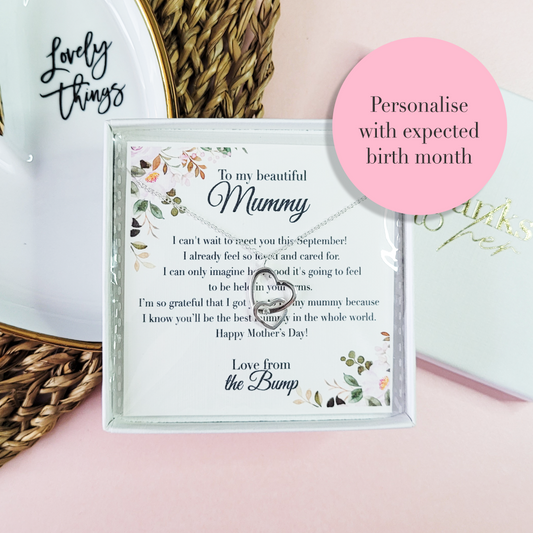Unique gift for mum to be from the bump. Personalised gift for mummy to be. Sterling silver jewellery gift for expecting mother.