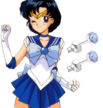 Load image into Gallery viewer, Sailor Mercury Earrings | Blue studs | Sailor Moon collection
